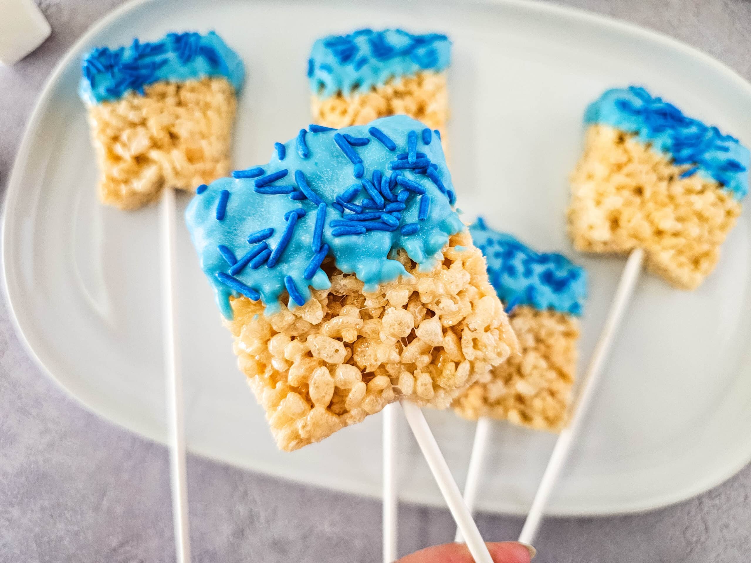 Blue Candy Coated Krispies Pops