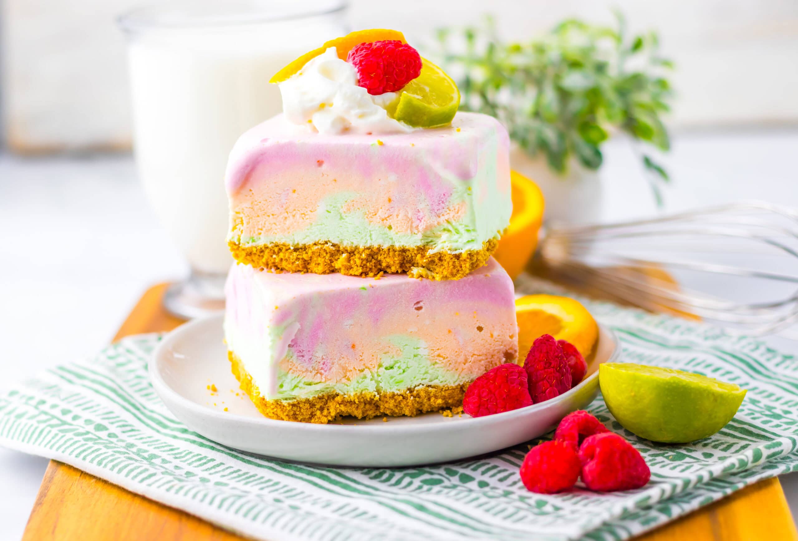 No Bake Rainbow Sherbet Bars