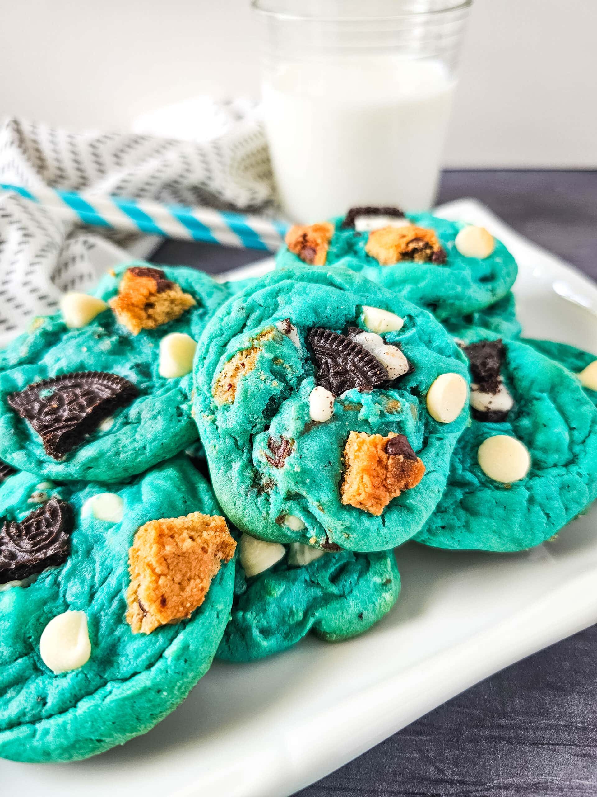 Blue, Chewy, and Delicious: Cookie Monster Cake Mix Cookies