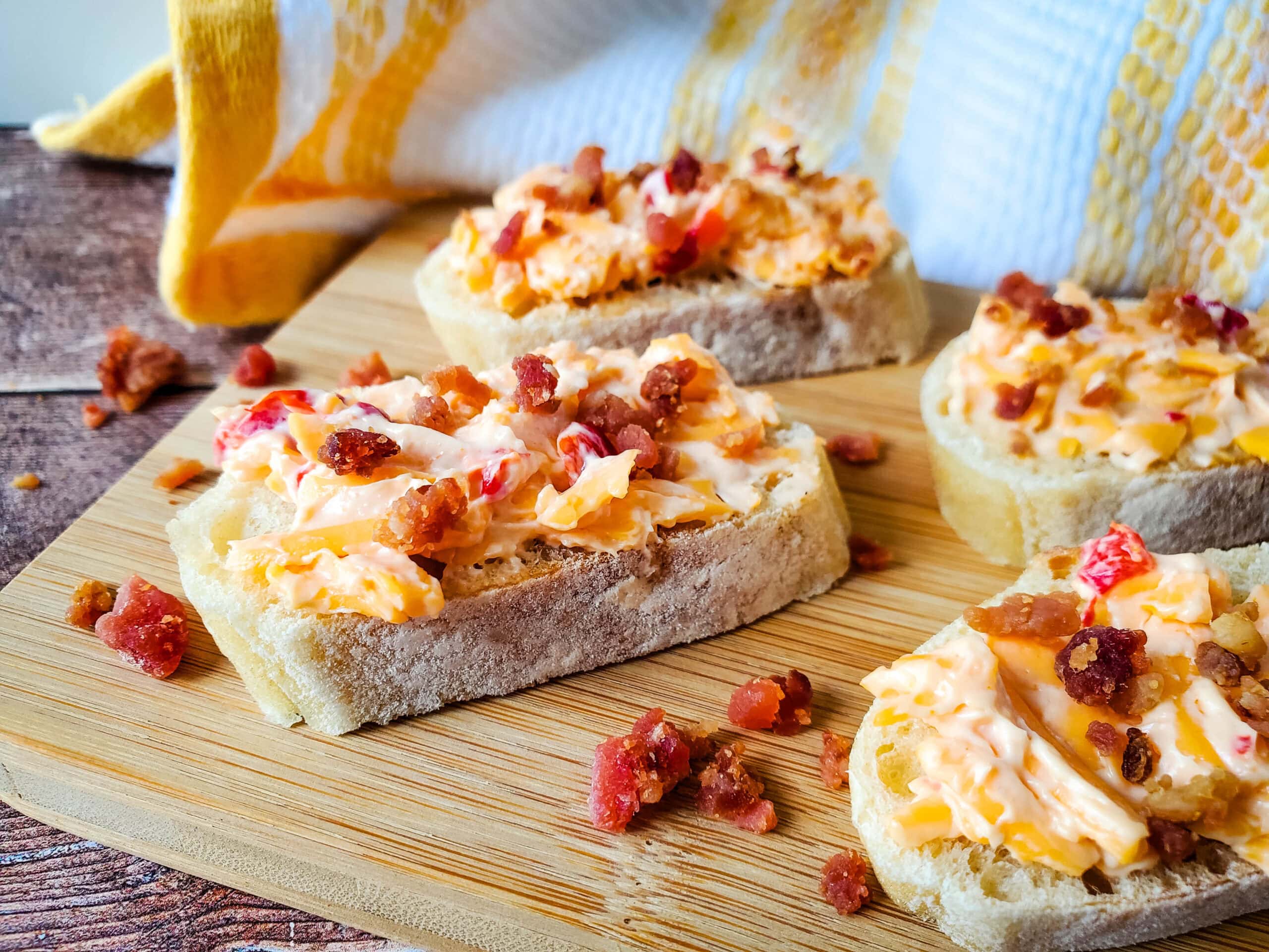 Pimento Cheese and Bacon Crostini