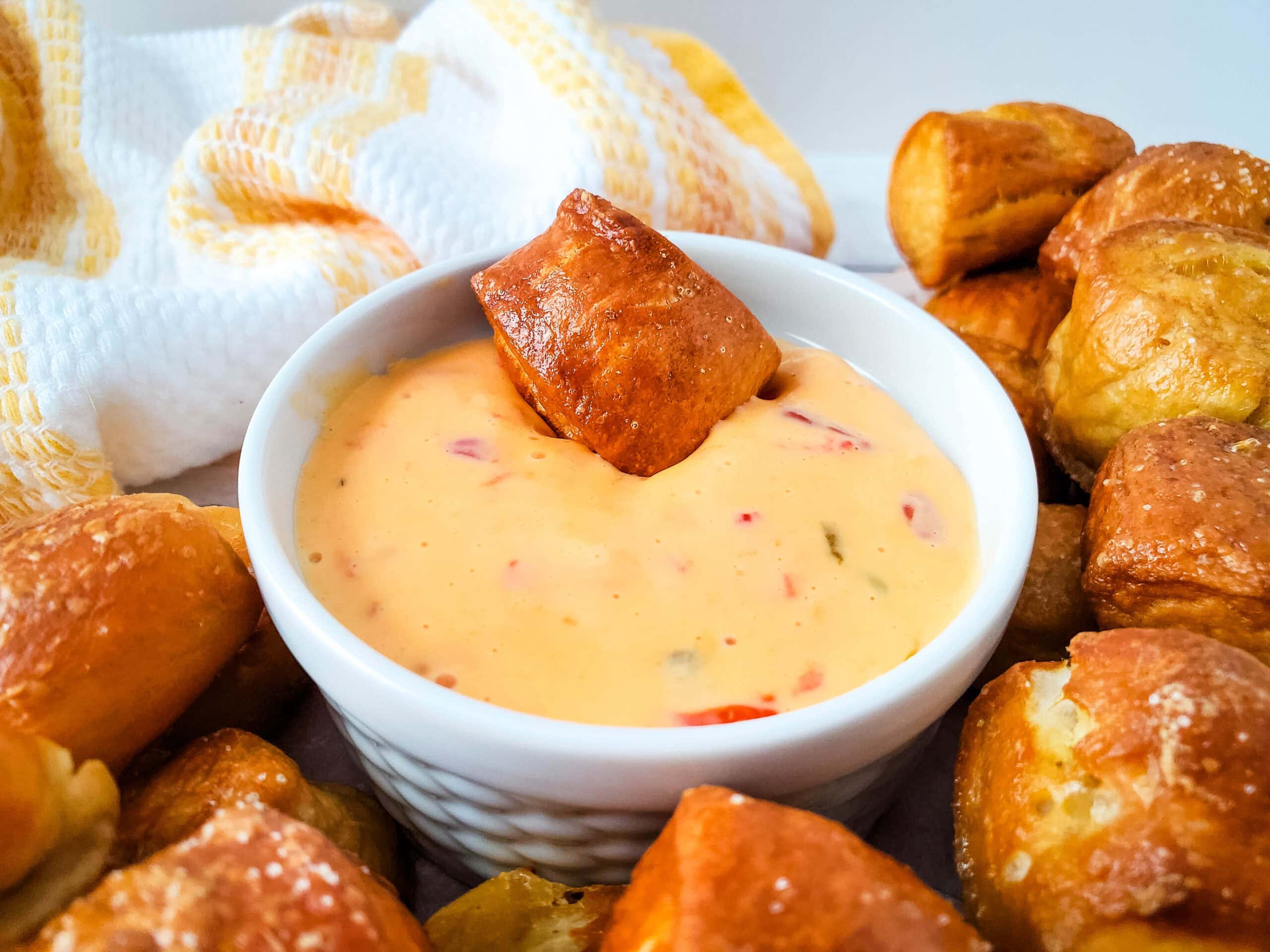 Soft Pretzel Bites with Cheesy Dip