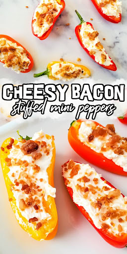 low carb cheesy bacon stuffed mini peppers