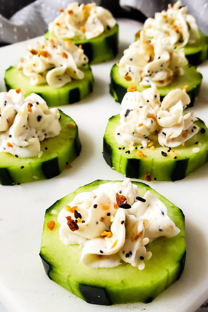 everything bagel cucumber bites - game day finger food