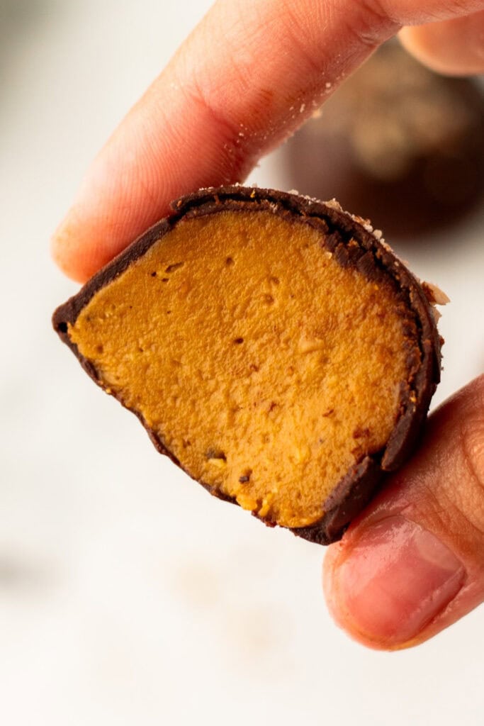 fall treats - dark chocolate pumpkin truffles