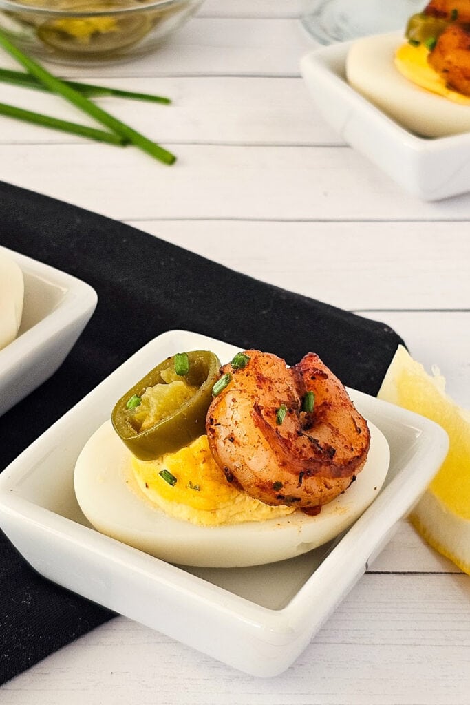 game day finger food ideas - cajun shrimp deviled eggs