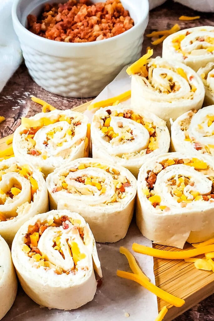 game day finger food ideas - crack chicken pinwheels