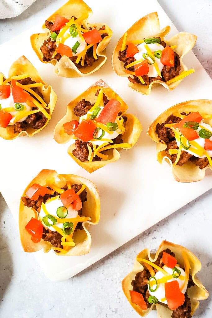 taco wonton cups - game day finger food