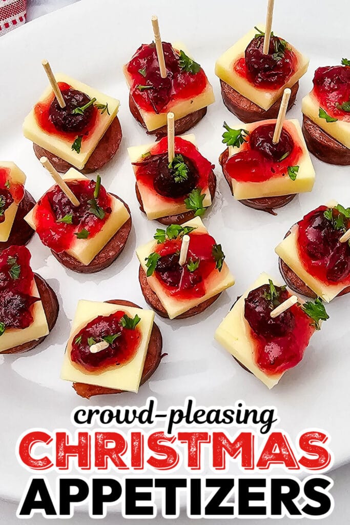 Christmas Appetizers-Cheesy Sausage Cranberry Skewers