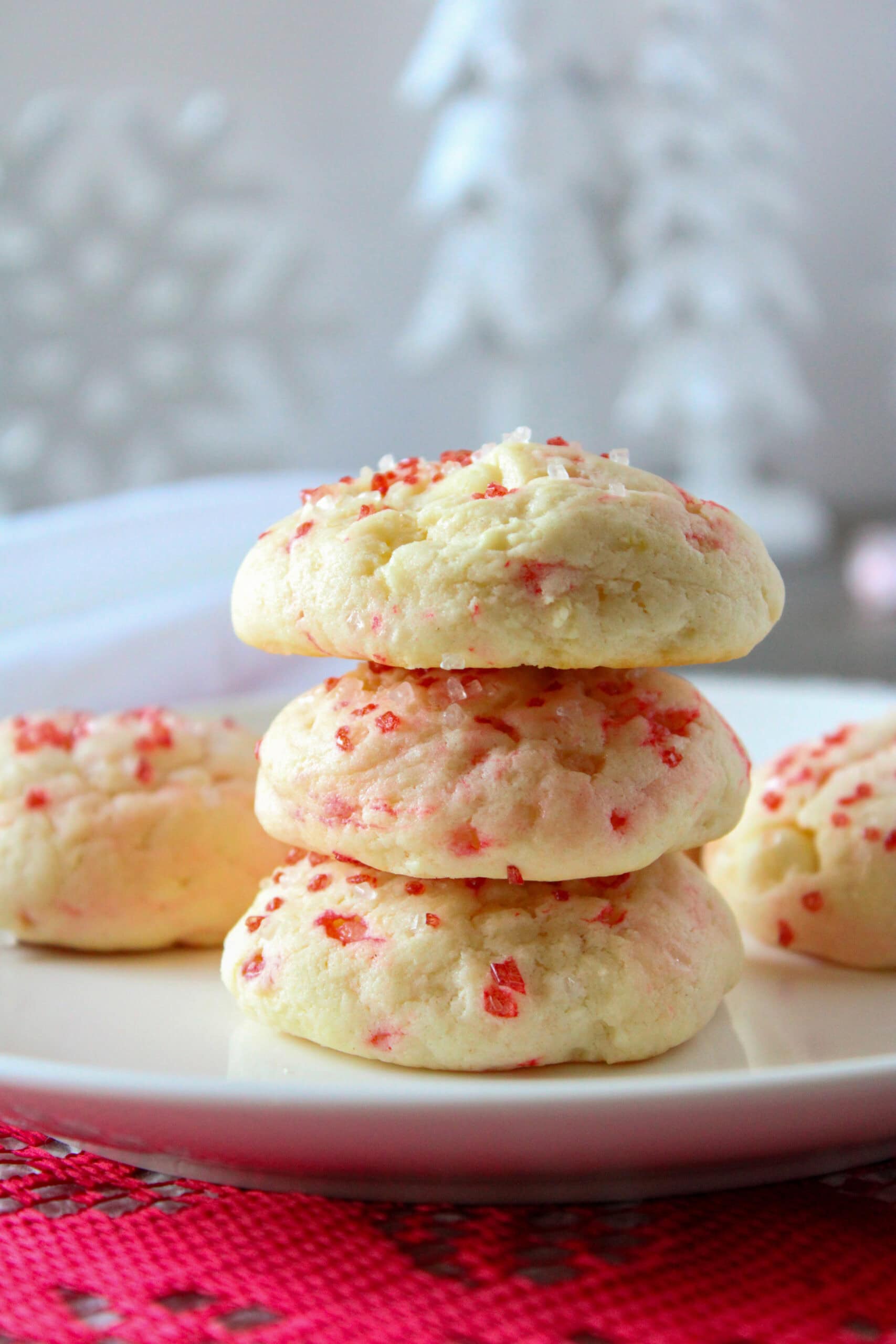 Holiday Sparkle Peppermint Cheesecake Cookies