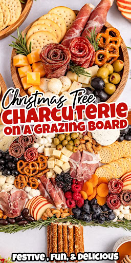 christmas tree charcuterie on a grazing board