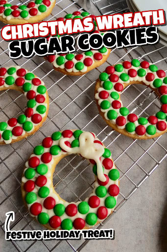 christmas wreath sugar cookies