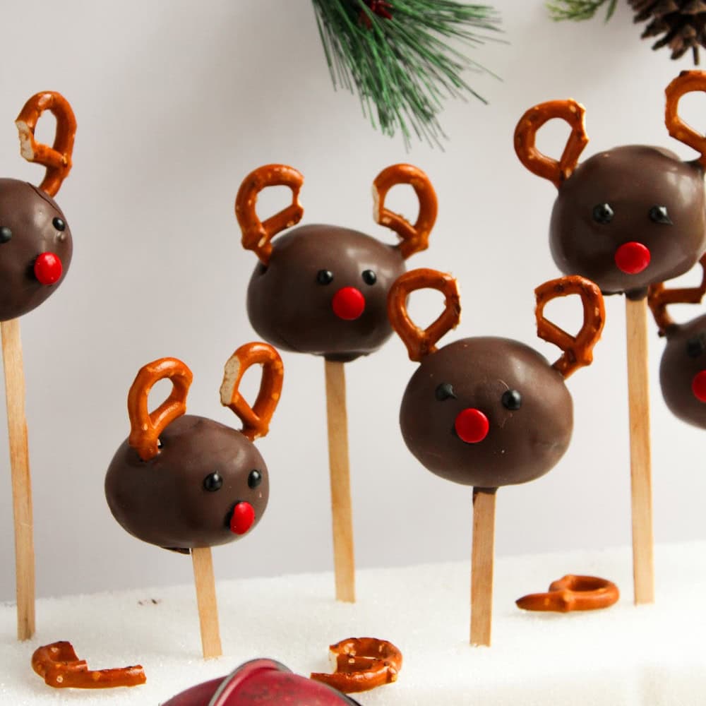 Adorable Chocolate Reindeer Cake Pops