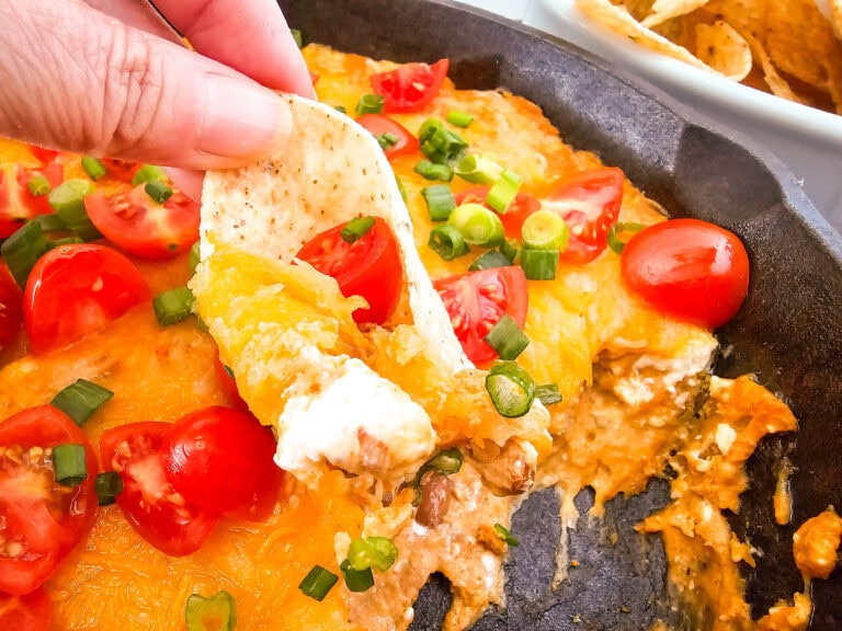 The Best Cheesy Texas Trash Dip in a Skillet