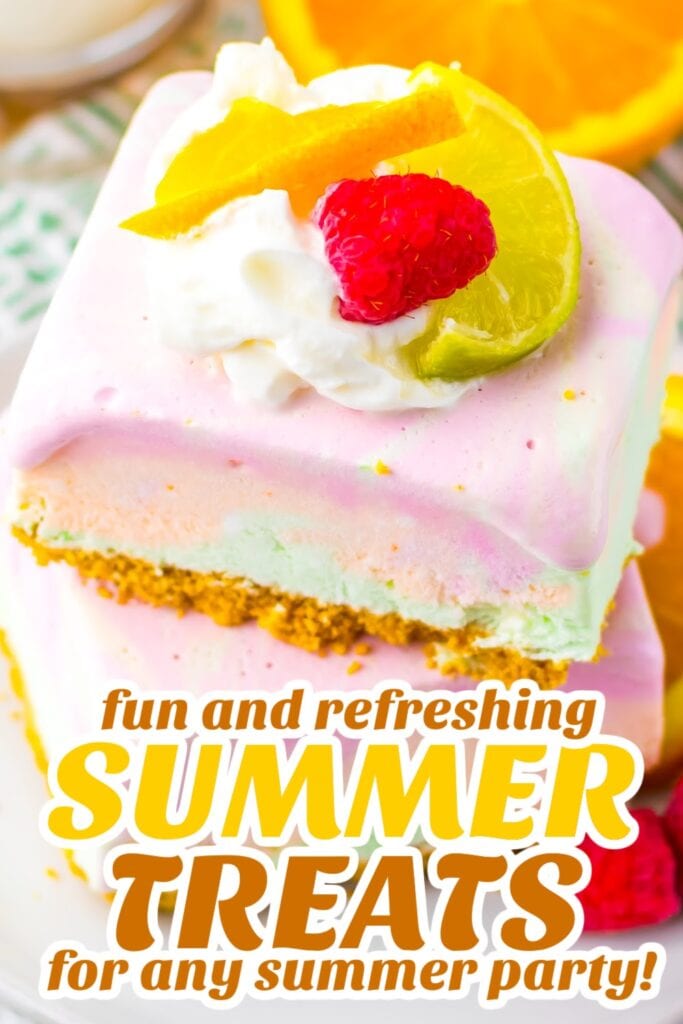 summer treats - No Bake Rainbow Sherbet Bars