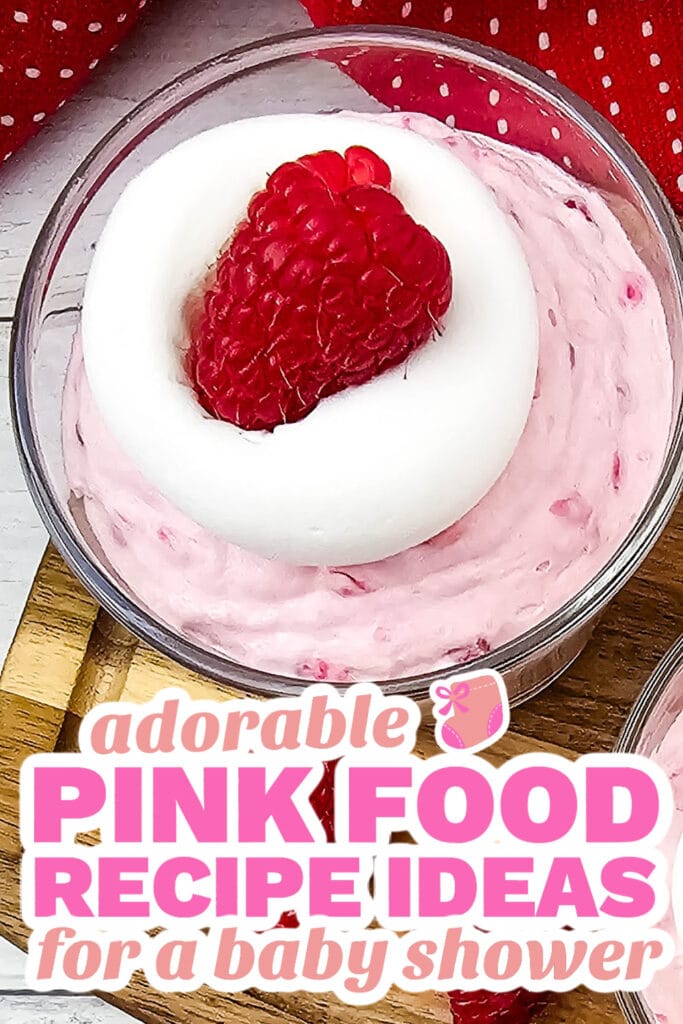 pink baby shower food - Raspberry Cheesecake Parfaits