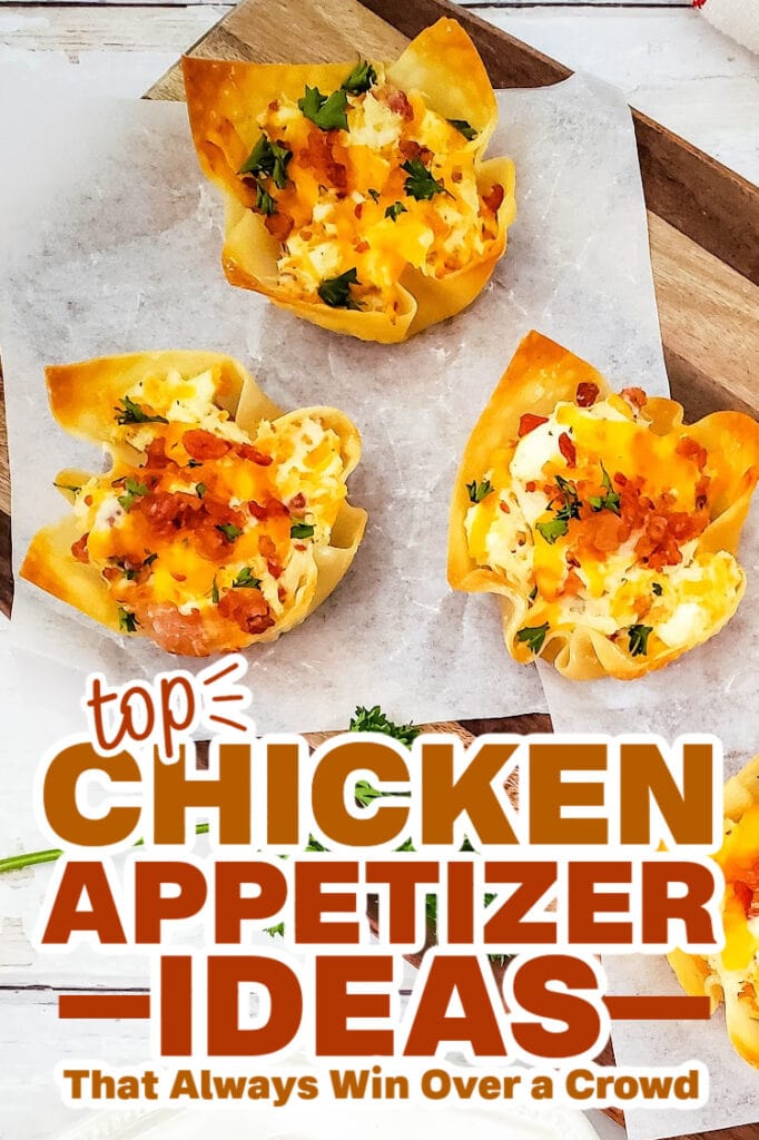 chicken appetizers - Cheesy Ranch Chicken Wonton Cups