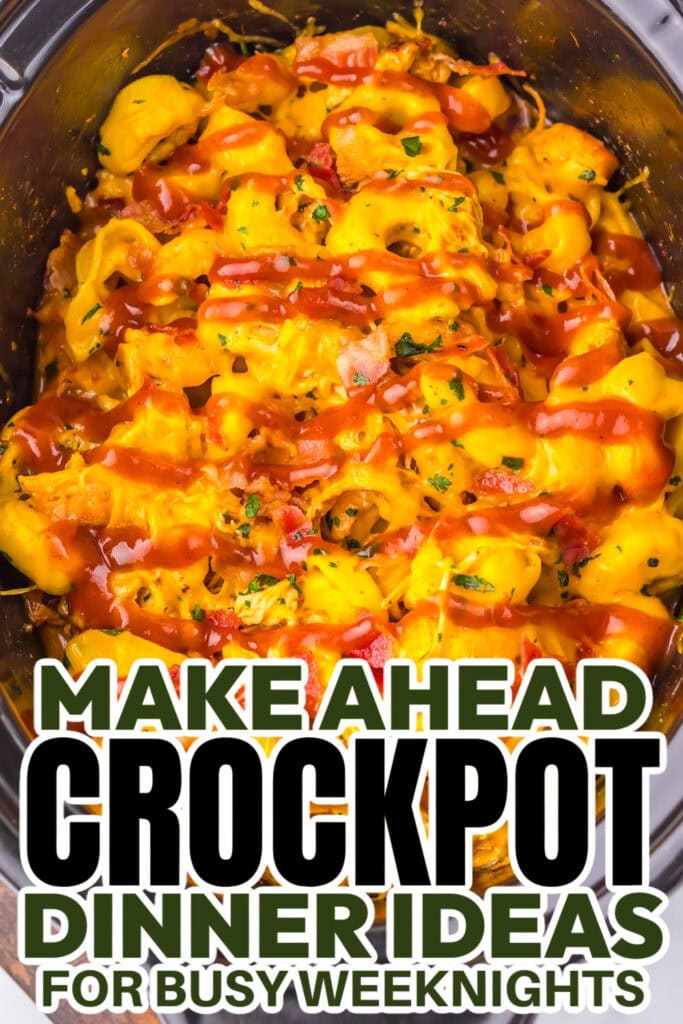 crockpot dinner ideas - Slow Cooker Cheesy BBQ Bacon Chicken Tortellini