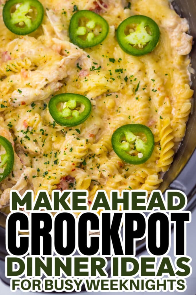 crockpot dinner ideas - Slow Cooker Creamy Queso Chicken Pasta