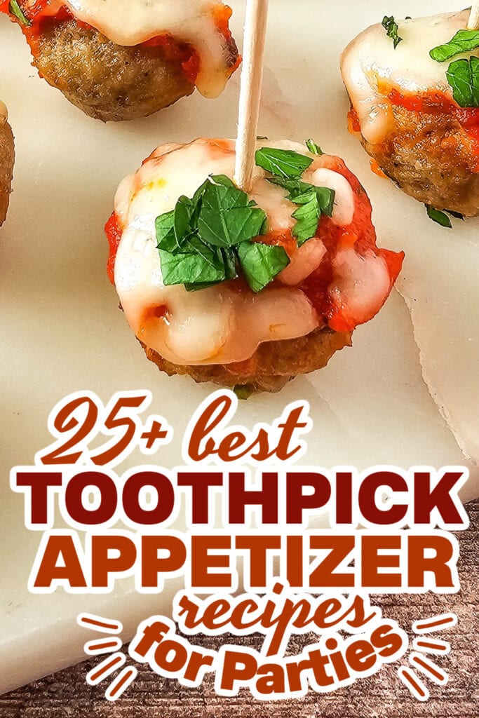 toothpick appetizers - Mini Meatball Marinara Bites