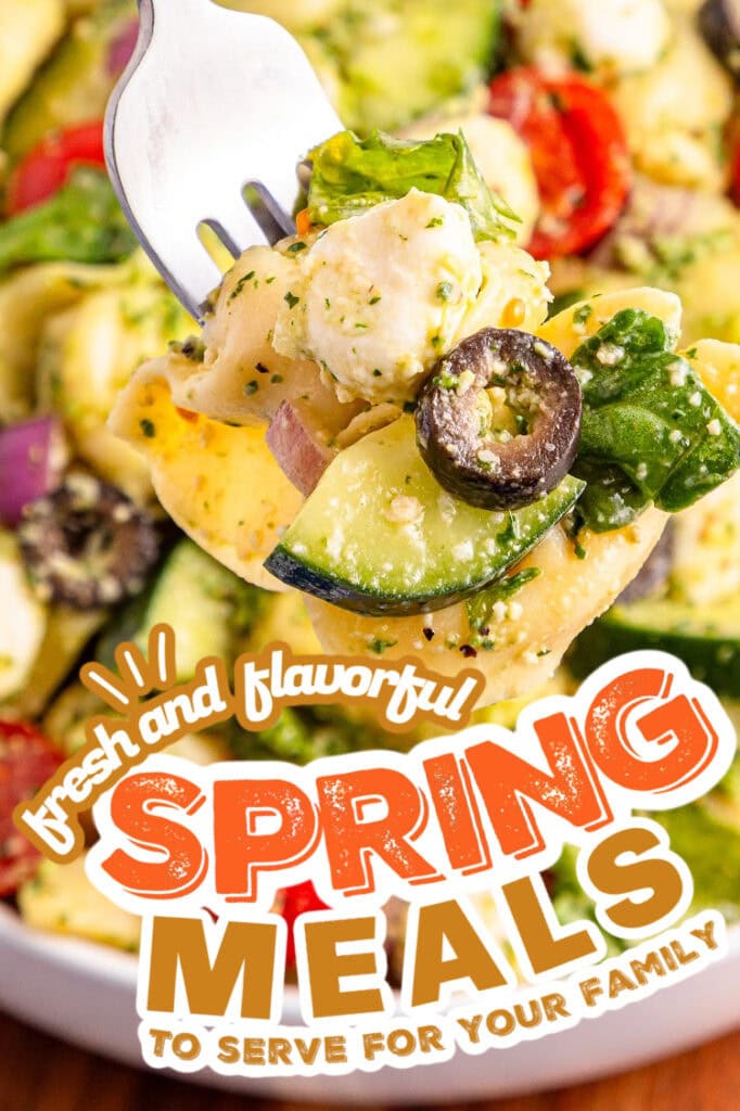 spring meals - Cold Tortellini Pesto Salad