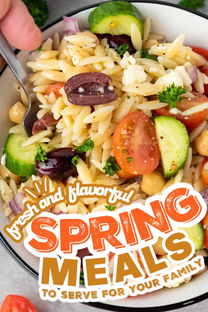 spring meals - Mediterranean Orzo Pasta Salad