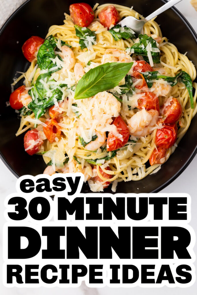 30 minute meals -Spaghetti Scampi e Spinaci