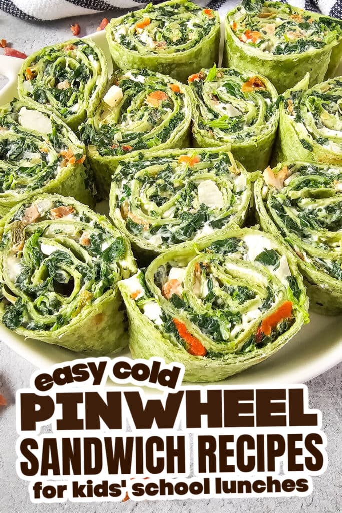 cold pinwheel recipes for kids - Spinach Dip Pinwheels