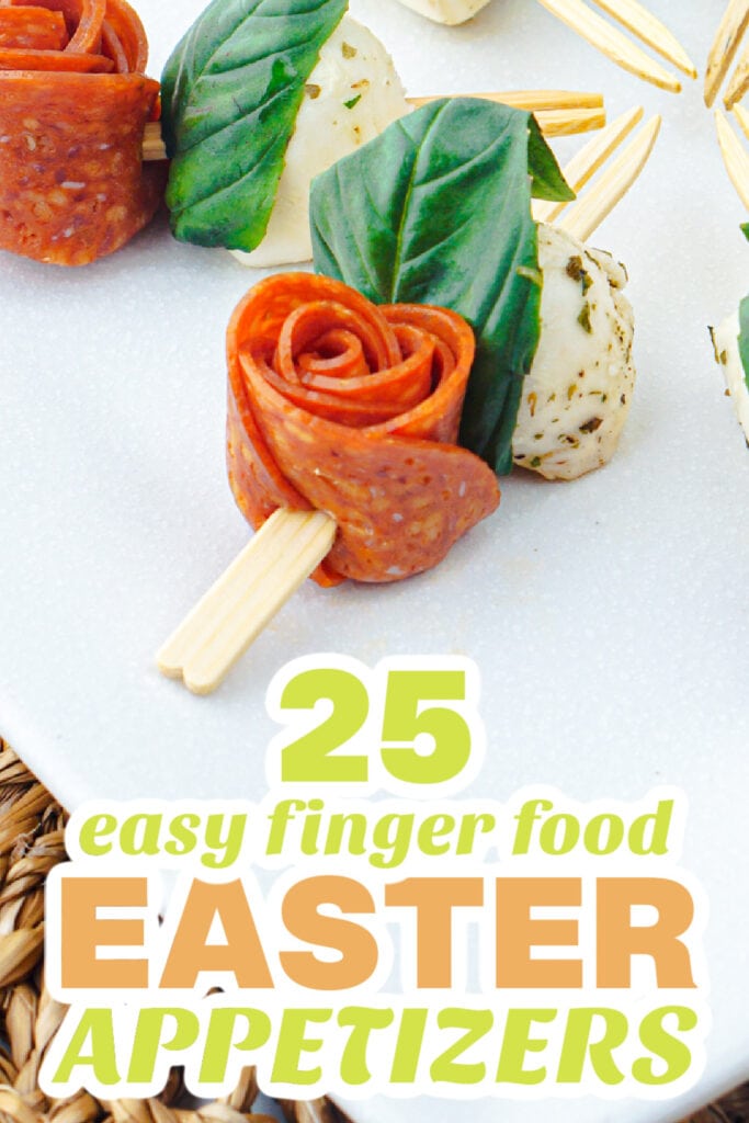 easter appetizers - 3-Ingredient Pepperoni Rose Skewers copy