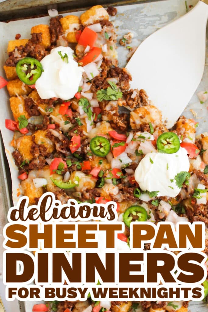 sheet pan meals - Sheet Pan Beef Tater Tot Nachos