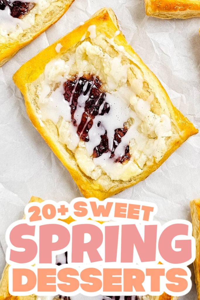 spring desserts - Flaky Puff Pastry Strawberry Danishes