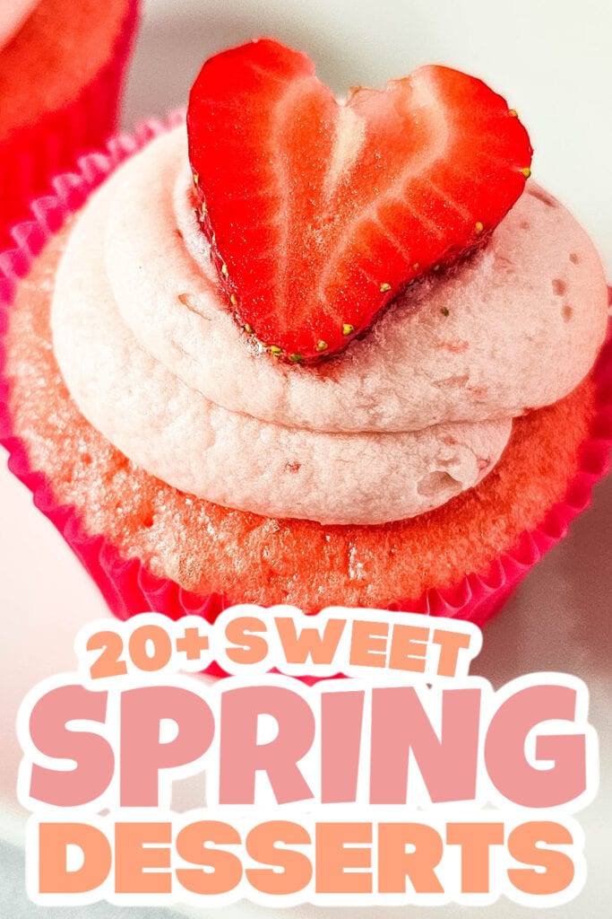 spring desserts - Strawberry Sprinkle Surprise Cupcakes