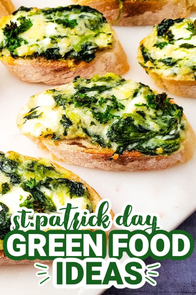 st.patrick day food - Spinach Artichoke Crostini