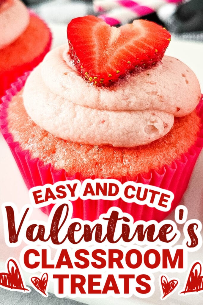 valentine's classroom treats - Strawberry Sprinkle Surprise Cupcakes