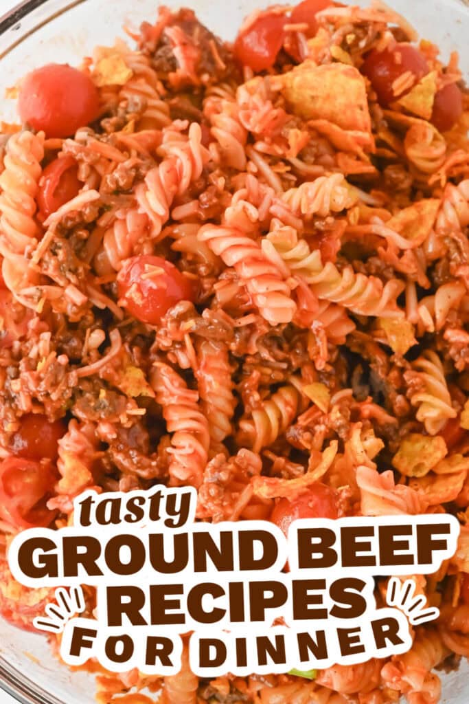 ground beef recipes - Cheesy Taco Pasta Salad with Catalina Dressing