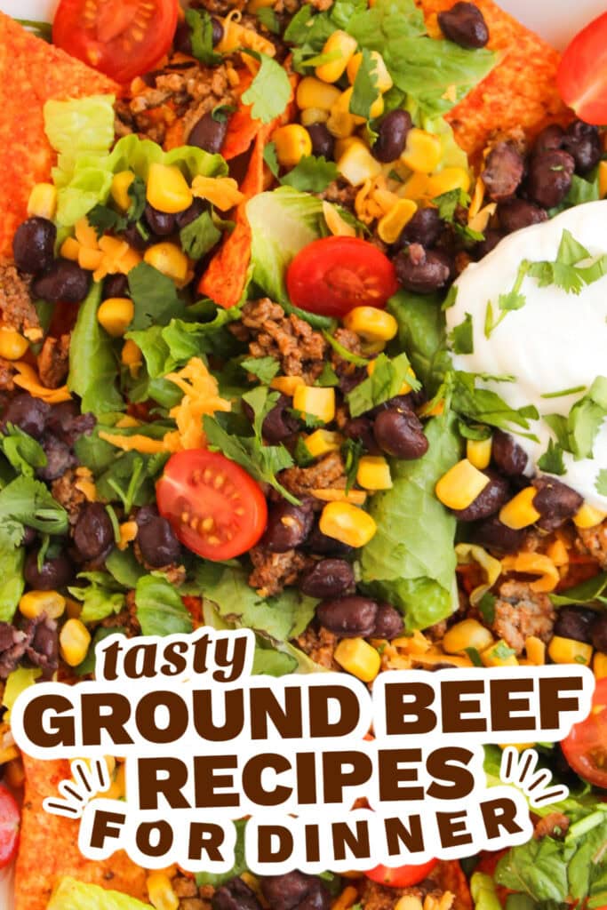ground beef recipes - Crunchy Dorito Beef Taco Salad