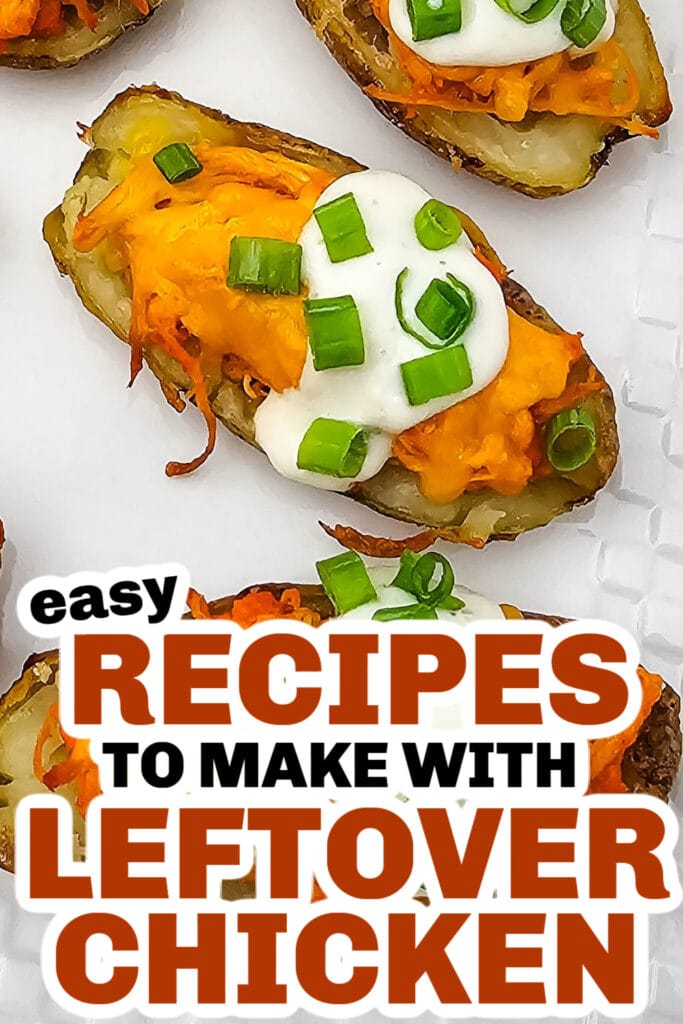 leftover chicken recipes - Buffalo Chicken Potato Skins with Blue Cheese Drizzle