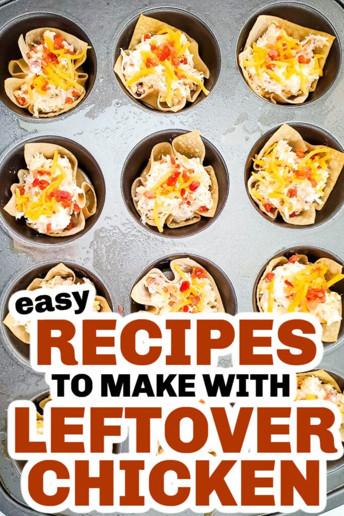 leftover chicken recipes - Cheesy Ranch Chicken Wonton Cups