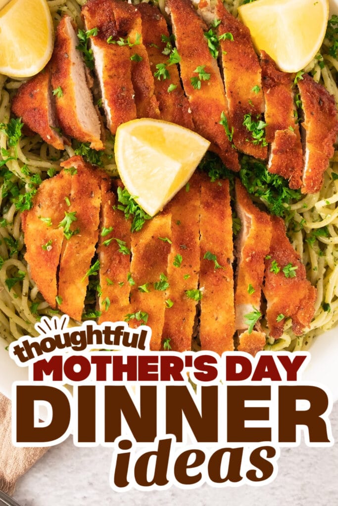 mother's day dinner ideas - Crispy Lemon Garlic Chicken Spaghetti