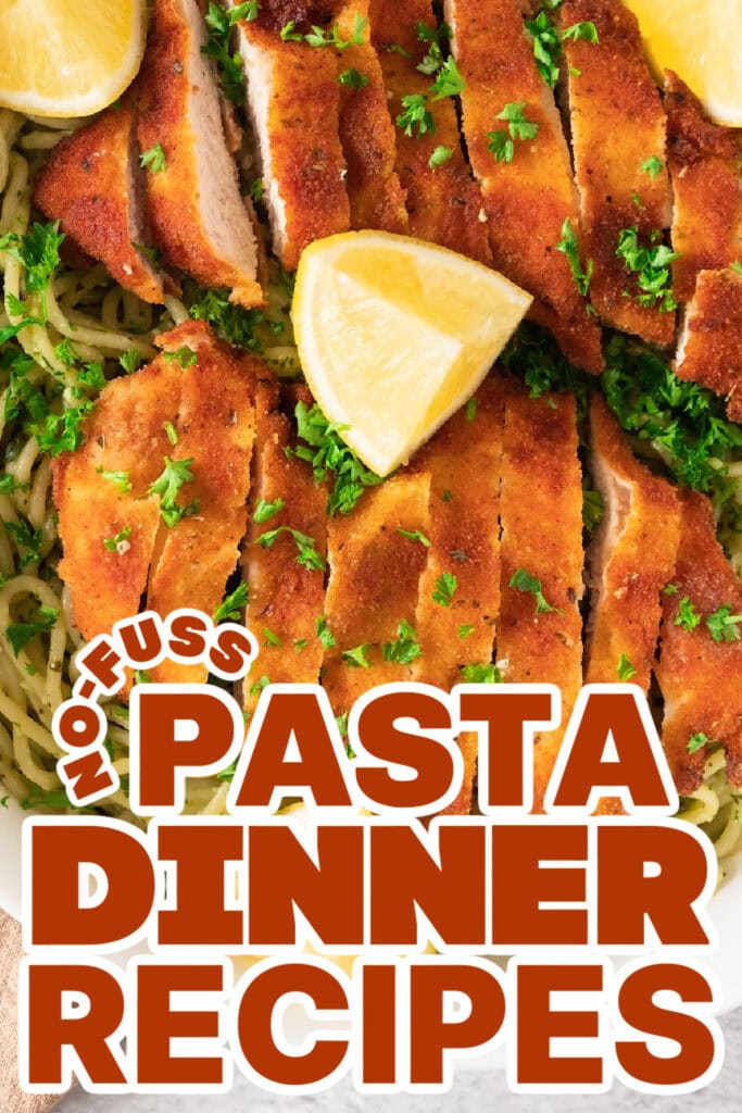 pasta dinner recipes - Crispy Lemon Garlic Chicken Spaghetti