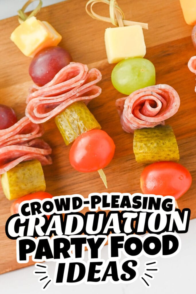 graduation party food - Charcuterie Skewers with Cheese, Salami, and Fruit copy