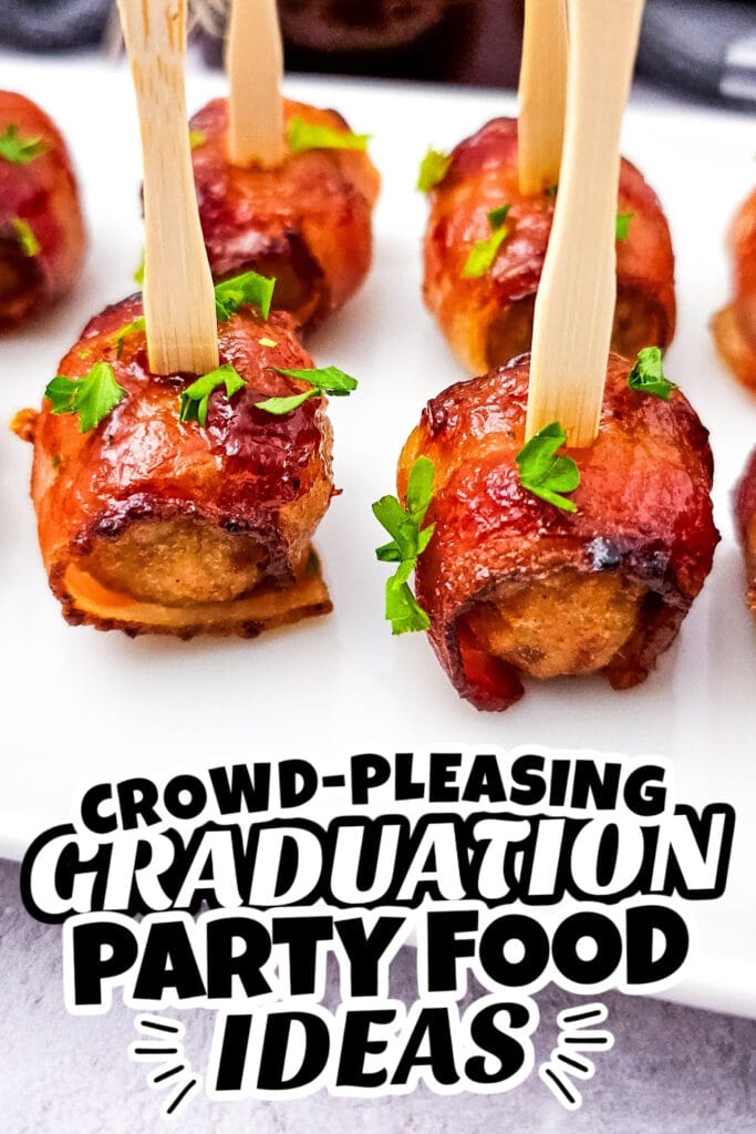 graduation party food - Juicy BBQ Bacon-Wrapped Meatballs copy