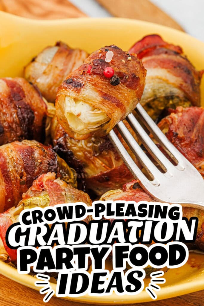 graduation party food - Maple Glazed Bacon-Wrapped Brussels copy