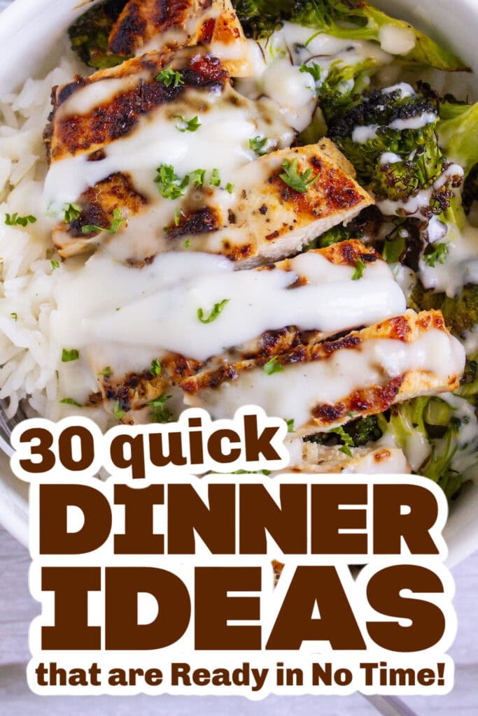 quick dinner ideas - Chicken and Broccoli Bowls with Creamy Garlic Sauce copy