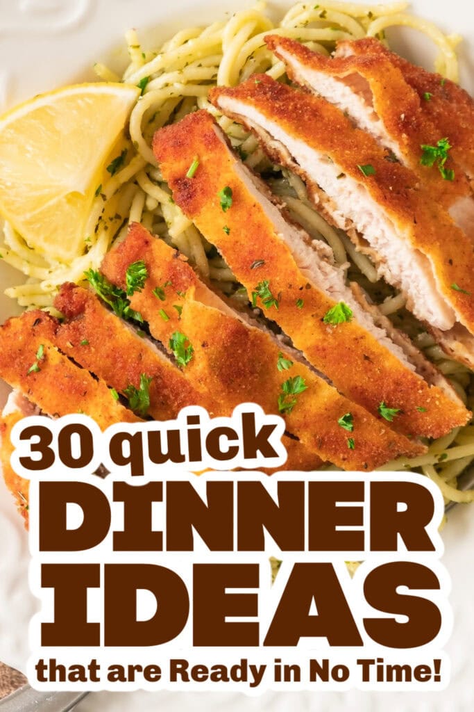 quick dinner ideas -Crispy Lemon Garlic Chicken Spaghetti copy (1)