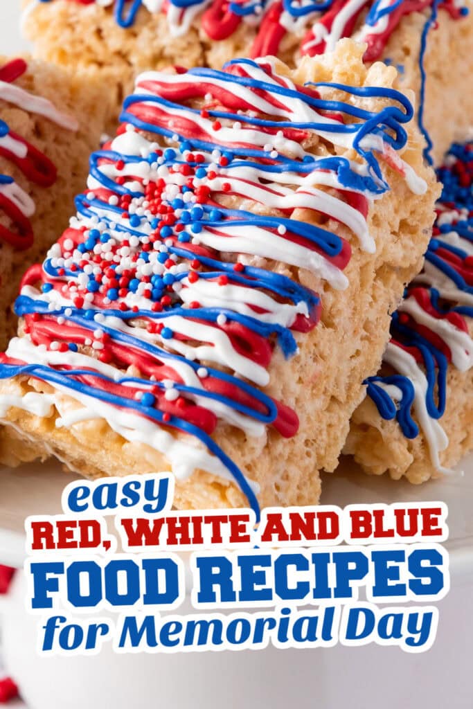 red, white and blue recipes for memorial day - Patriotic Rice Krispie Treats copy