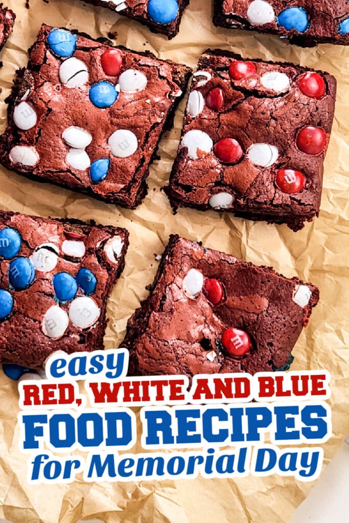 red, white and blue recipes for memorial day - Red Velvet Patriotic Brownies copy