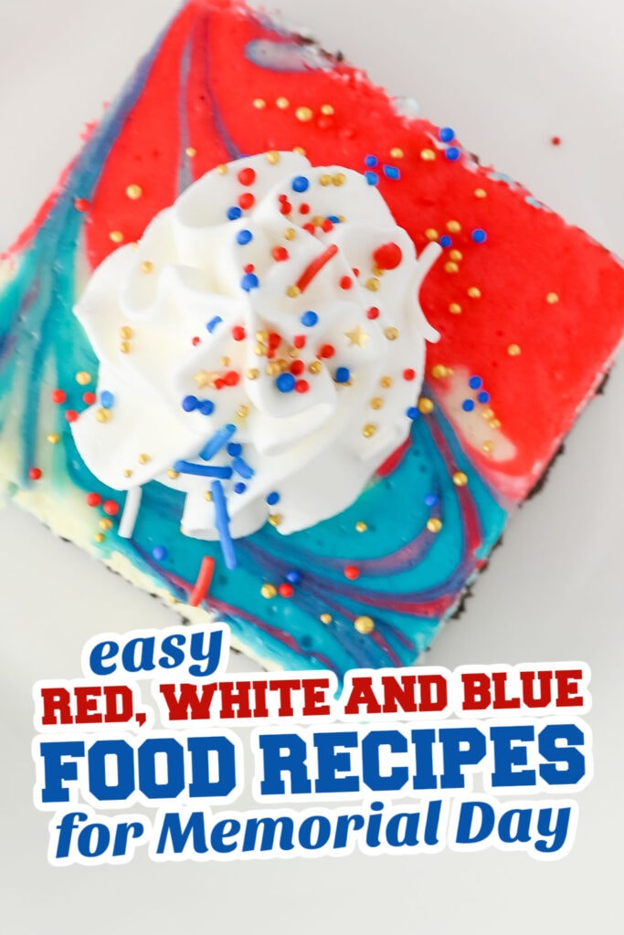 red, white and blue recipes for memorial day - Red, White, and Blue Cheesecake Bars copy