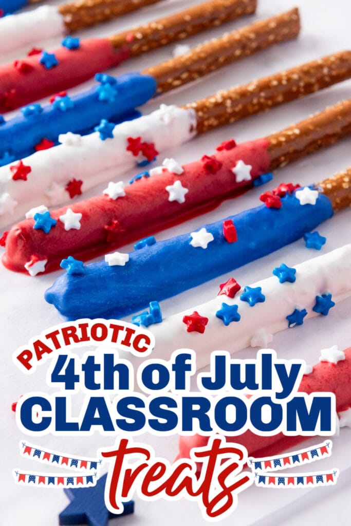 4th of July Classroom Treats - 4th of July Firecracker Pretzel Rods copy