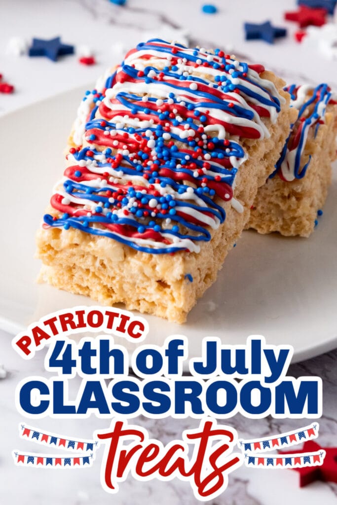 4th of July Classroom Treats - Red, White, and Blue Rice Krispie Treats copy