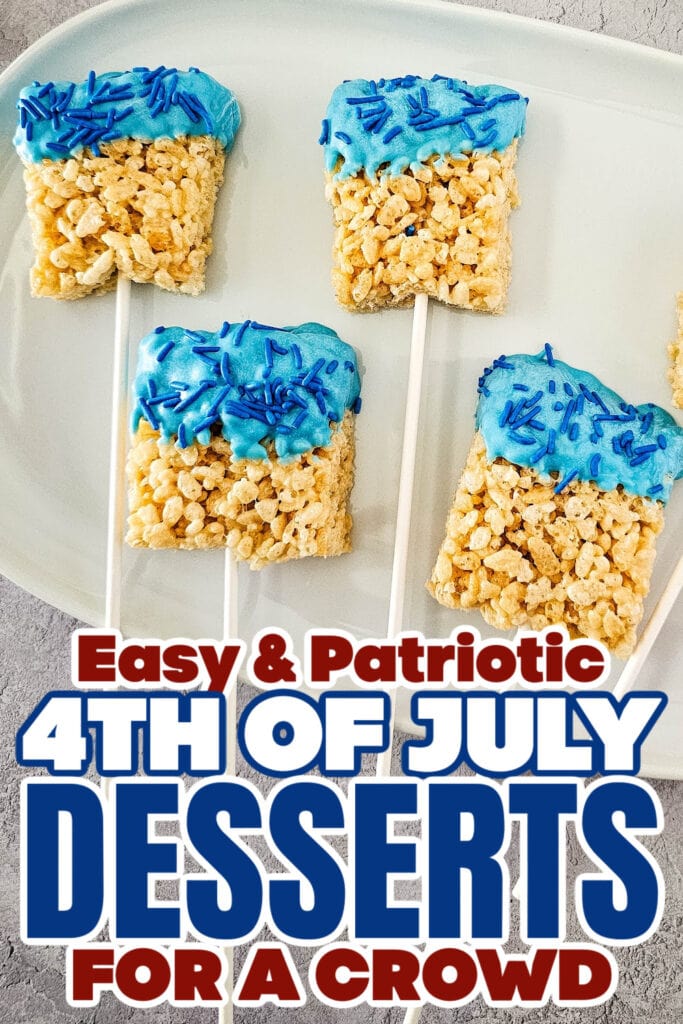 4th of July Desserts - Blue Candy Coated Krispies Pops